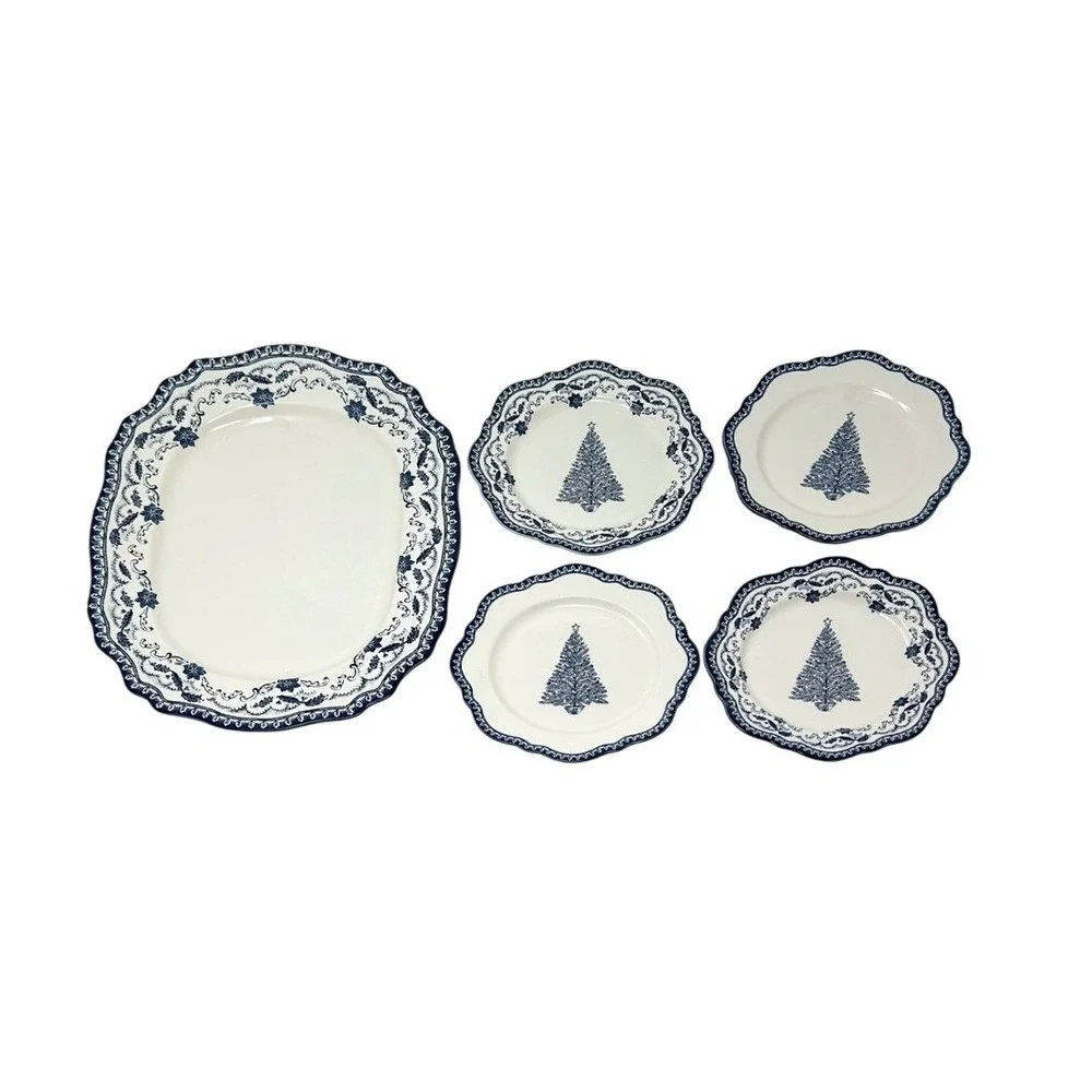 Christmas Stoneware Serve Platter Blue Pattern‎ - Threshold Studio McGee, Target